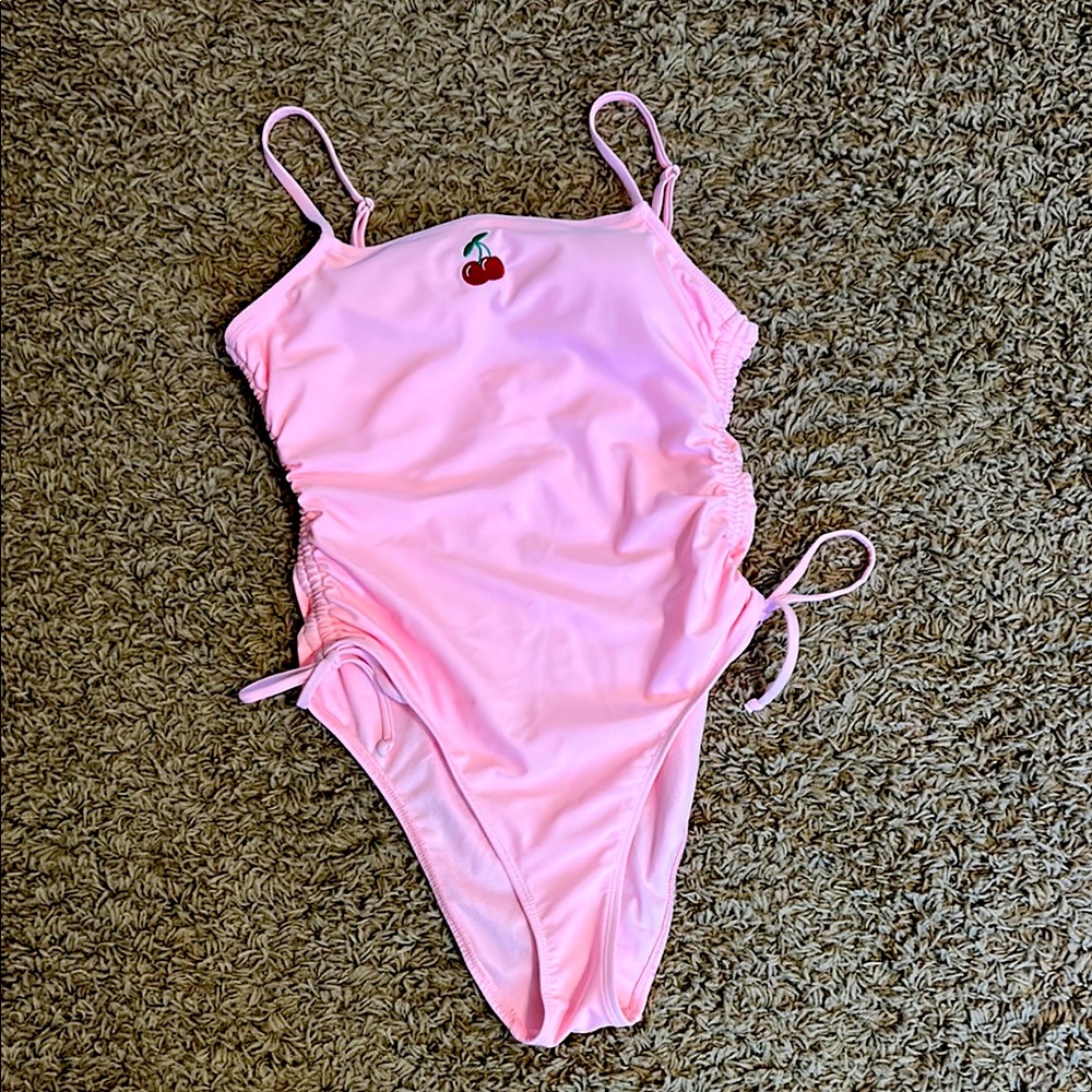 No boundaries women’s pink cherry one piece swimsuit size medium